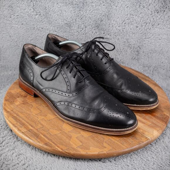 Johnston Murphy Carriker Leather Wingtip Brogue Black Oxfords 59-1987 Sz 13 M - Picture 1 of 7